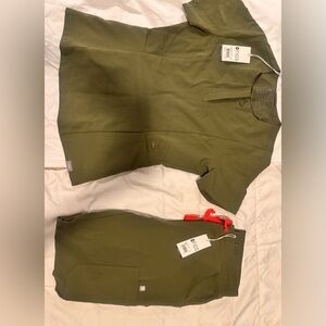 NWT Figs Olive Green Scrubs Yola Skinny and Bristol Henley Top